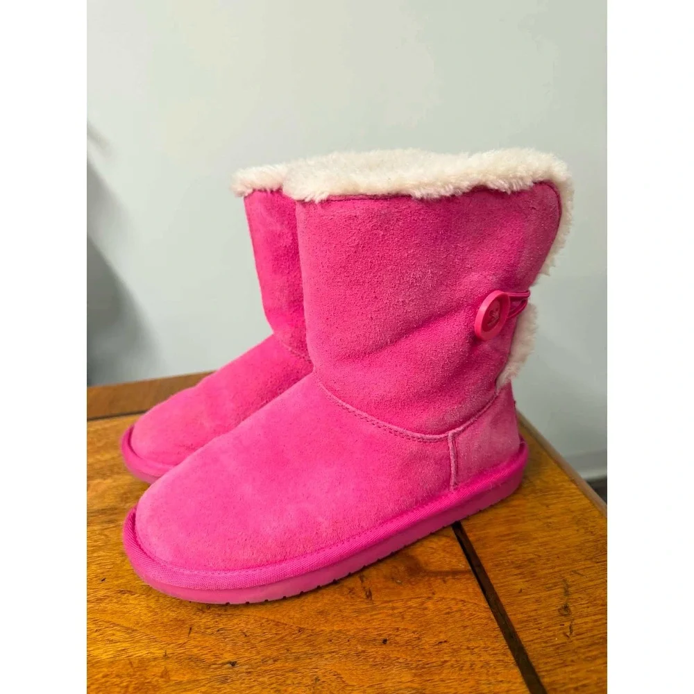 Koolaburra by UGG Victoria Pink Suede Faux Fur Boots Girls Size 2 1148092K